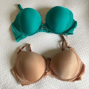 Victoria Secret Dream Angels Bra Set - Teal and Tan